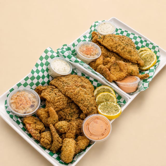 4 pc Catfish & 12 pc Shrimp.
