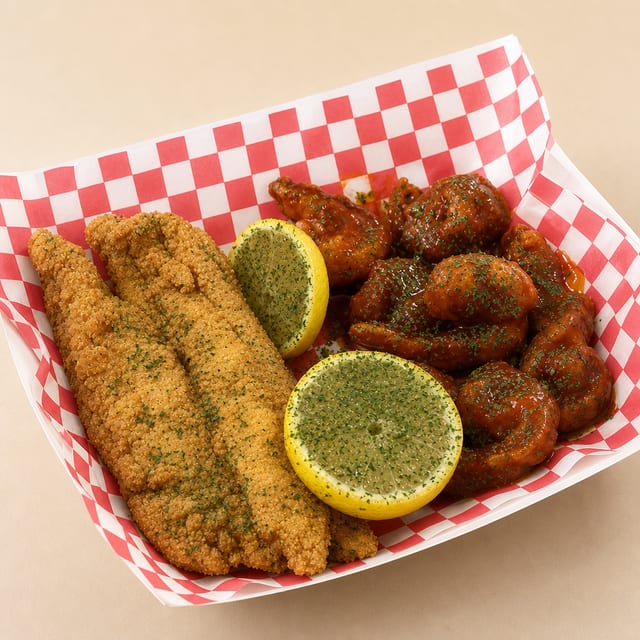 2 pc Catfish & 6 pc Shrimp.