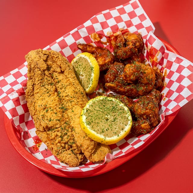 2 Pc Catfish & 6 Pc Shrimp.